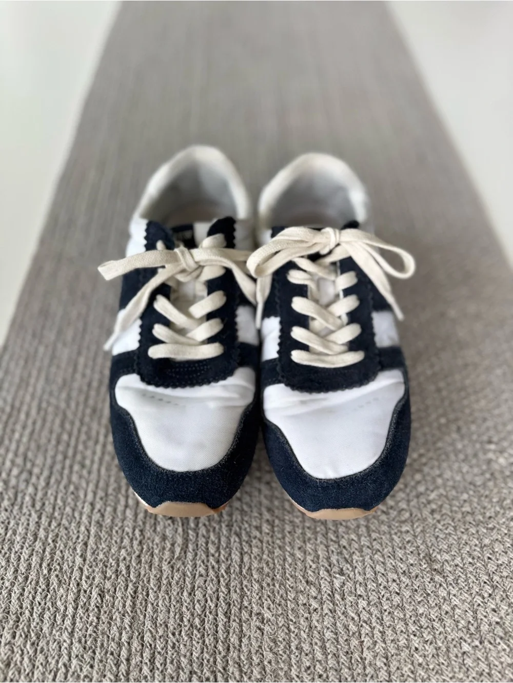 J. Crew Navy and White Suede Trim Nylon Lace Up Sneakers Tennis Shoes Size 7